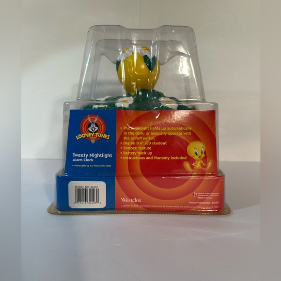 Westclox Looney Tunes Tweety Flowerbasket Nightlight Alarm Clock #32403 NIB 1999 - Picture 2 of 6